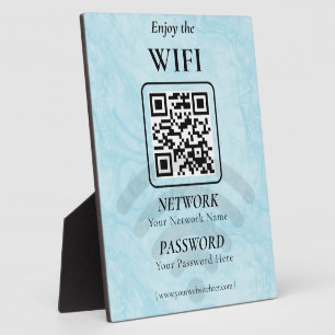 Simple Custom Wifi Network QR code Password Black Plaque