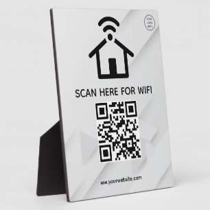 Simple Custom Wifi Network QR code Password Black Plaque