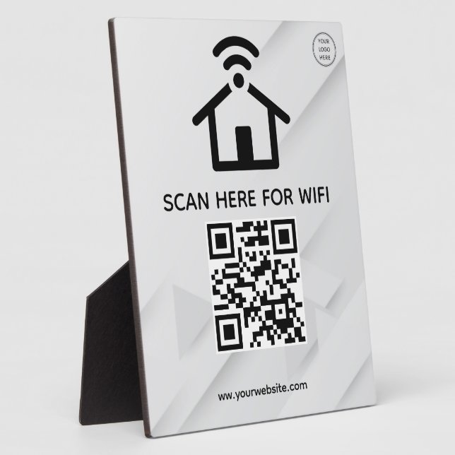 Simple Custom Wifi Network QR code Password Black Plaque (Side)