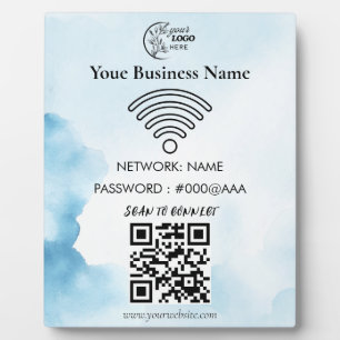 Simple Custom Wifi Network QR code Password Black Plaque