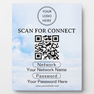 Simple Custom Wifi Network QR code Password Black Plaque
