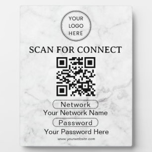Simple Custom Wifi Network QR code Password Black Plaque