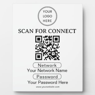 Simple Custom Wifi Network QR code Password Black Plaque