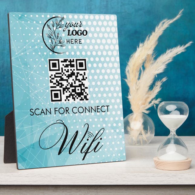 Simple Custom Wifi Network QR code Password Black Plaque (Side)