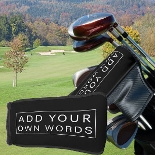 Simple Custom Wording Black and White Putter Golf Head Cover