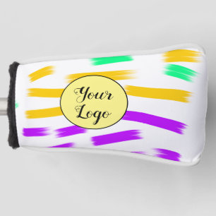 simple custom yellow blue watercolor add logo mini golf head cover