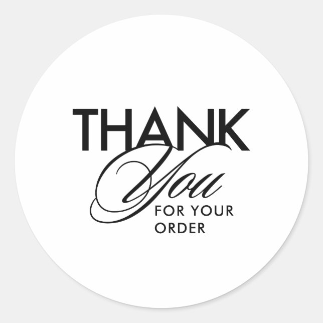 Simple Customer Thank You Script | Black Classic Round Sticker (Front)