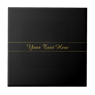 Simple Customisable Gold & Black Text Design Ceramic Tile
