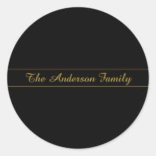 Simple Customisable Gold & Black Text Design  Classic Round Sticker