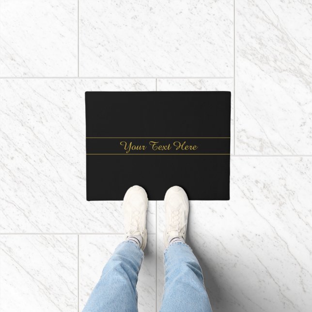 Simple Customisable Gold & Black Text Design  Doormat (Indoor)