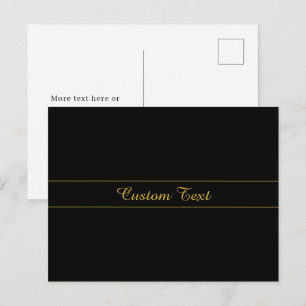 Simple Customisable Gold & Black Text Design  Postcard