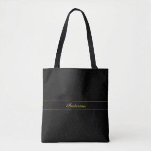 Simple Customisable Gold & Black Text Design  Tote Bag