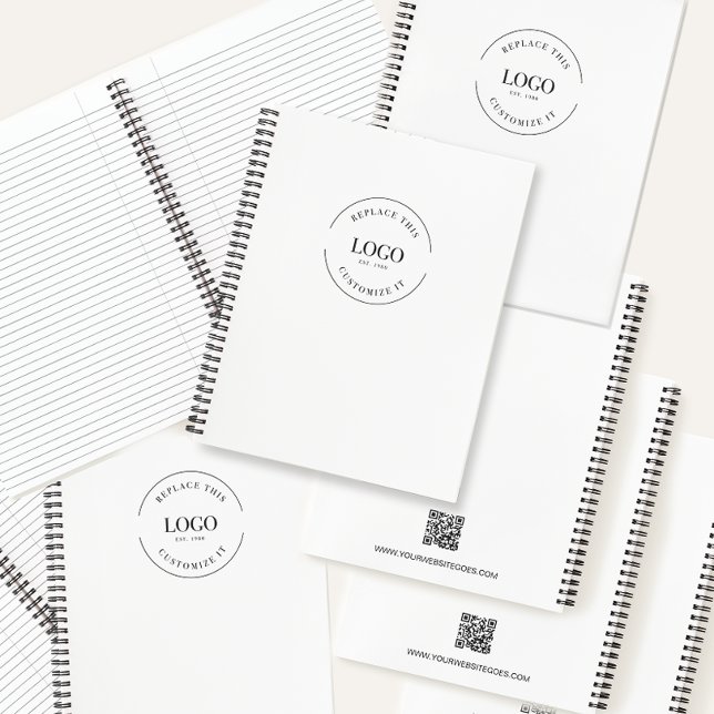 Simple customisable QR CODE Logo website Promotion Notebook (Professional Customizable, logo, website, QR code promotional business notebooks.)