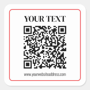 Simple Customisable QR code Square Sticker