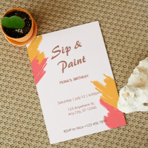 Simple Customisable Sip and Paint Party Invitation