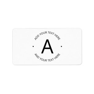 Simple Customisable Text   White & Black Label