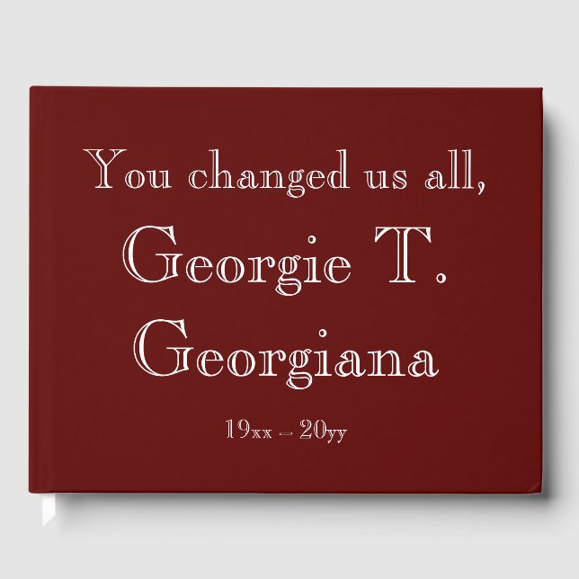 Simple & Customised Funeral/Memorial Guestbook (Front)