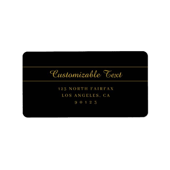 Simple Customizable Gold & Black Text Design  Label (Front)