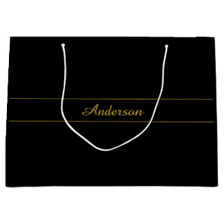 Simple Customizable Gold & Black Text Design  Large Gift Bag