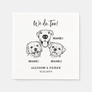 Simple Cute 3 Dogs Pet Wedding Custom Napkin