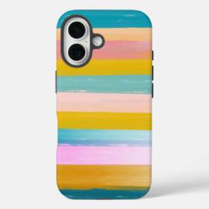 Simple Cute Abstract Watercolor Stripes in Pink iPhone 16 Case