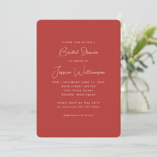 Simple Cute Aesthetic Red and Pink Bridal Shower Invitation