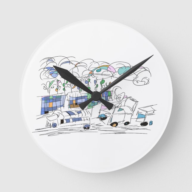 Simple Cute Artwork On Round Clock (Front)