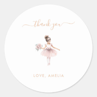 Simple Cute Ballerina Birthday Thank You Favour Classic Round Sticker