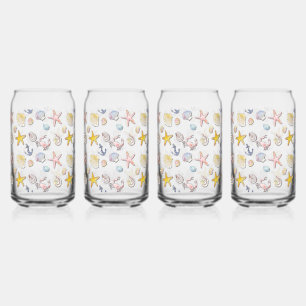 Simple Cute Beach Design Can Glass