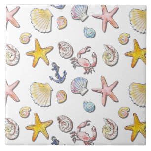 Simple Cute Beach Design Ceramic Tile