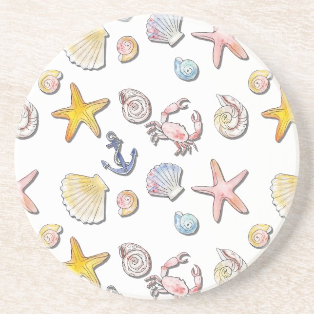 Simple Cute Beach Design  Coaster (Front)