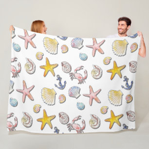 Simple Cute Beach Design Fleece Blanket