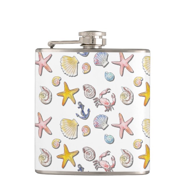 Simple Cute Beach Design  Hip Flask (Front)