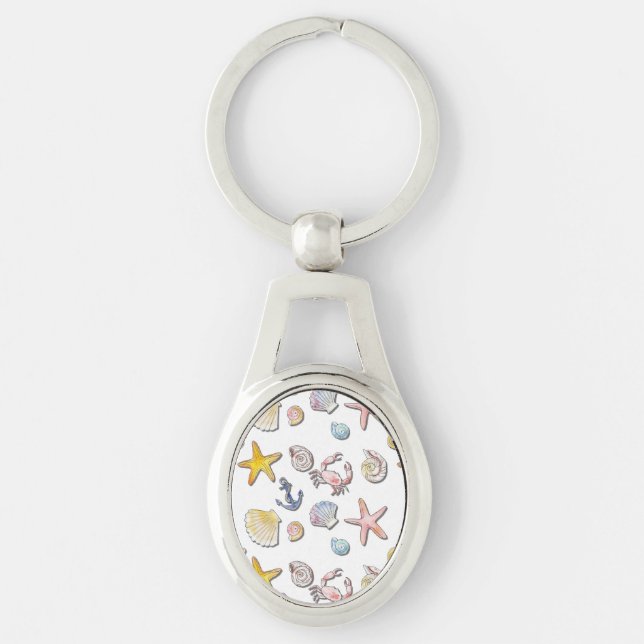 Simple Cute Beach Design  Key Ring (Front)