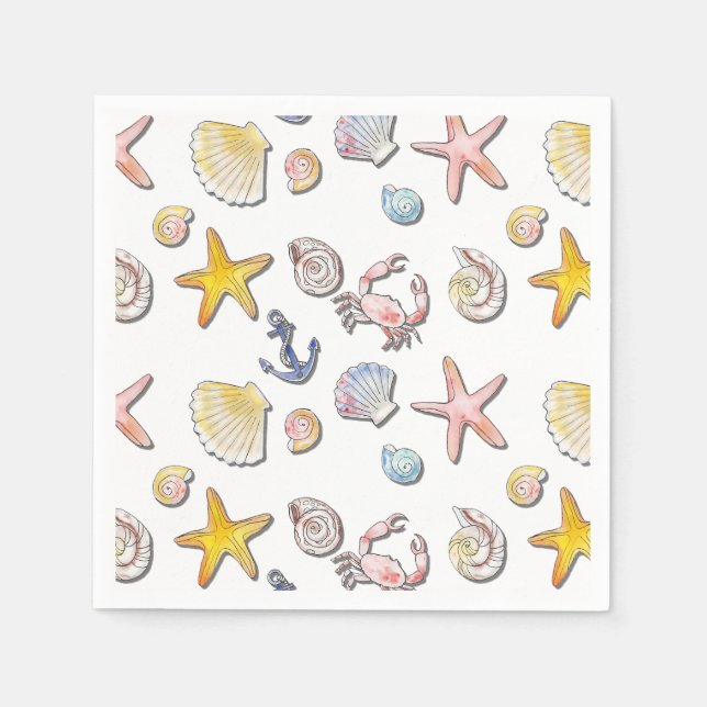 Simple Cute Beach Design  Napkin (Front)