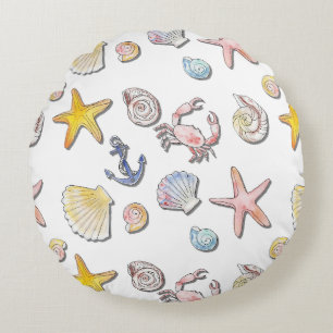 Simple Cute Beach Design  Round Cushion
