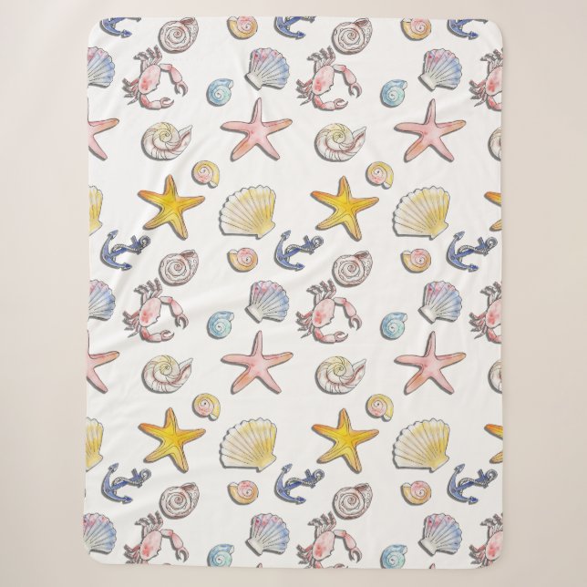 Simple Cute Beach Design  Sherpa Blanket (Front)