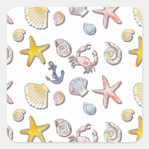 Simple Cute Beach Design  Square Sticker