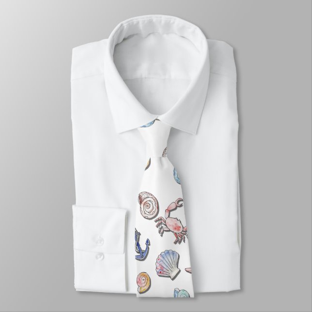 Simple Cute Beach Design  Tie (Tied)