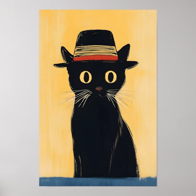 Simple Cute Black Cat Design Poster (Front)