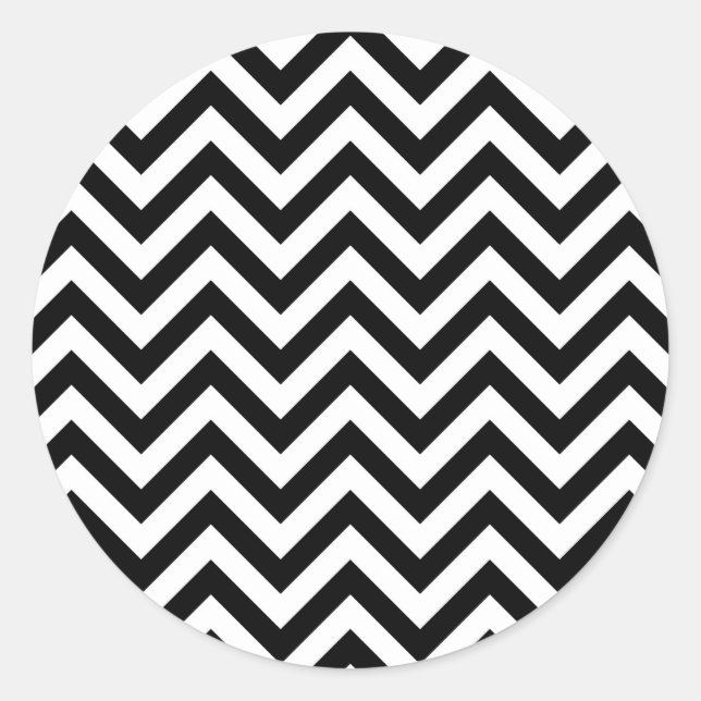 Simple Cute Black White Chevron Pattern Classic Round Sticker (Front)
