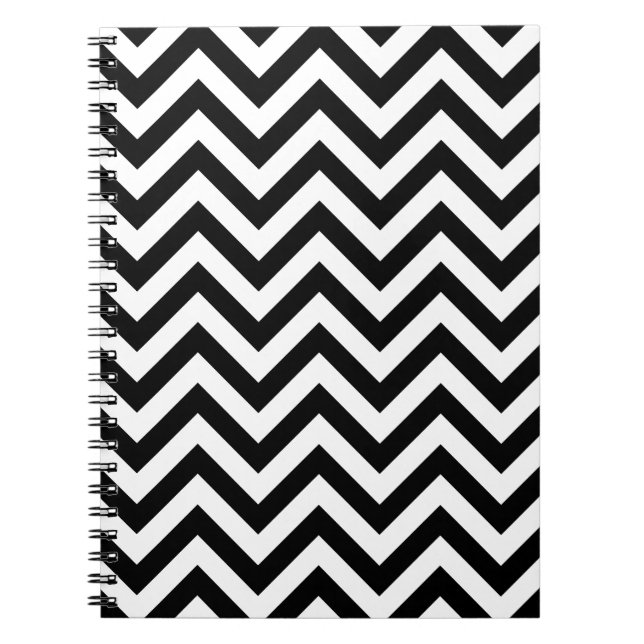 Simple Cute Black White Chevron Pattern Notebook (Front)