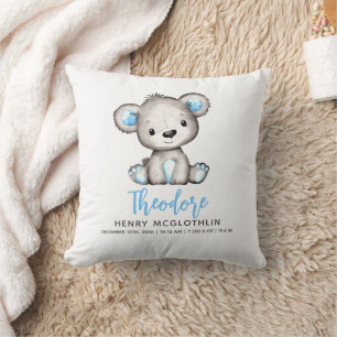 Simple Cute Blue Bear Baby Boy Cushion