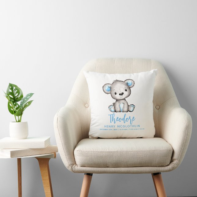 Simple Cute Blue Bear Baby Boy Cushion (Creator Uploaded)
