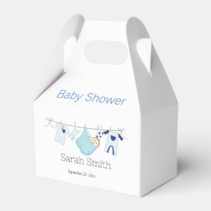 Simple Cute Blue Boy Clothesline Baby Shower    Favour Box