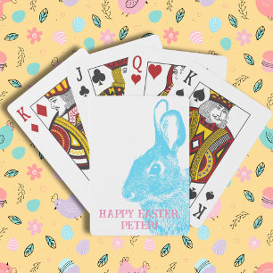Simple Cute Blue Bunny Rabbit Easter Playing Cards