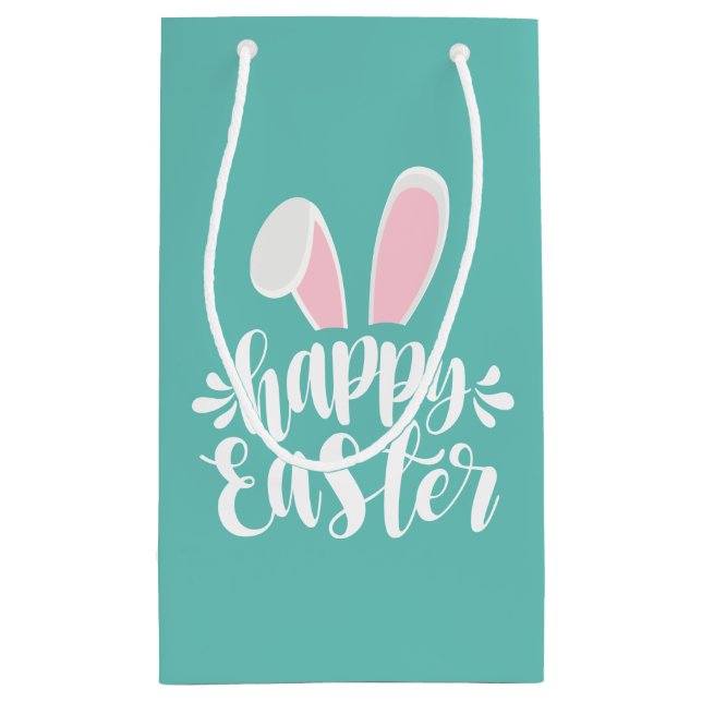 Simple Cute Bunny Ears Happy Easter | Gift Bag (Back)