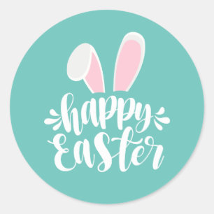 Simple Cute Bunny Ears Happy Easter   Sticker Seal