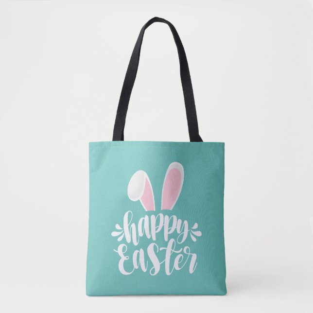 Simple Cute Bunny Ears Happy Easter | Tote Bag (Front)