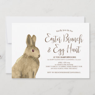 Simple Cute bunny rabbit easter brunch egg hunt Invitation